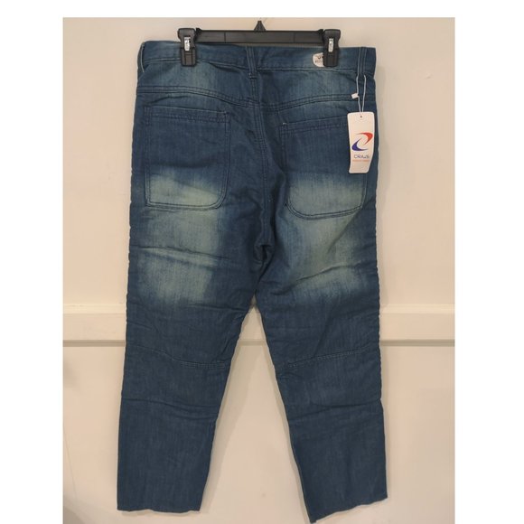 NWT Craze Men's Reinforced Faded Blue Jeans Size 36x32 Regular $80 CC156 - Picture 2 of 2